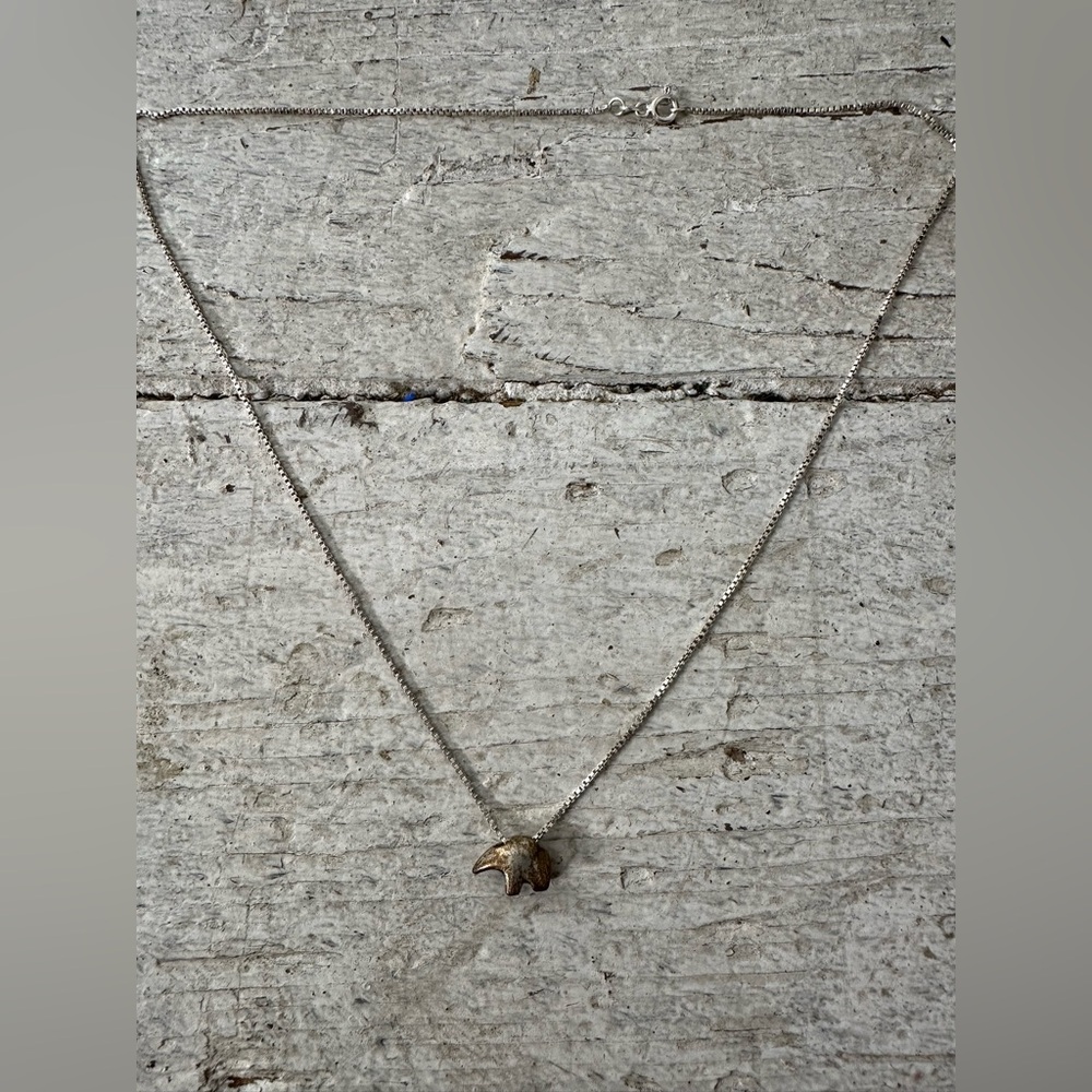 Vintage Sterling Silver Dainty Navajo Bear Necklace